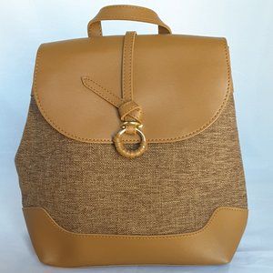 FAUX LEATHER SOLID TAN BACKPACK